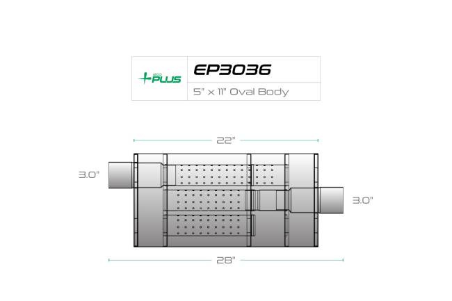 Eco Plus - Eco Plus - EP3036 5" x 11" Oval Body Muffler - 3" Offset In / 3" Center Out - Image 2