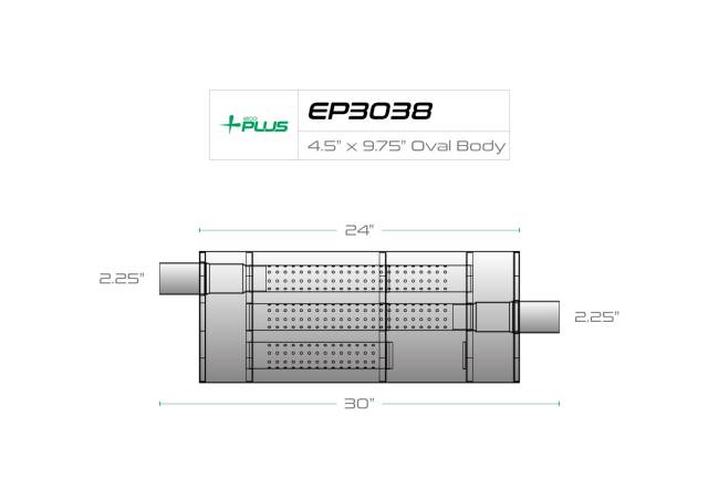 Eco Plus - Eco Plus - EP3038 4.5" x 9.75" Oval Body Muffler - 2.25" Offset In / 2.25" Center Out - Image 2