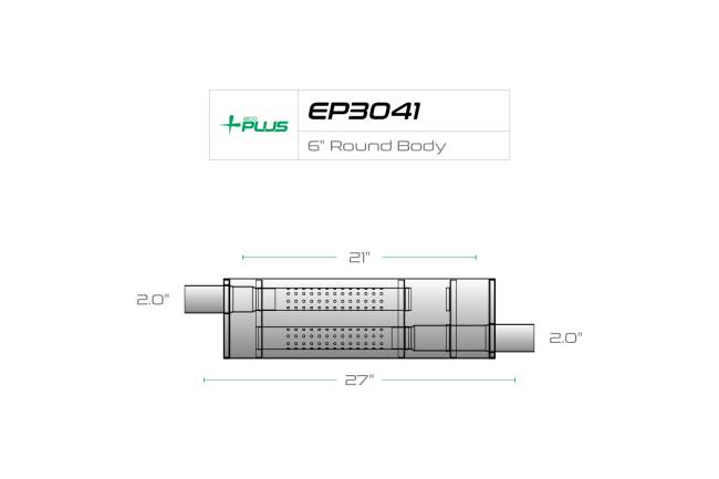 Eco Plus - Eco Plus - EP3041 6" (Round) x 6" (Round) Round Body Muffler - 2" Offset In / 2" Offset Out - Image 2