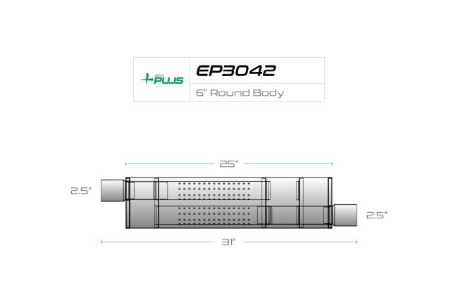 Eco Plus - Eco Plus - EP3042 6" (Round) x 6" (Round) Round Body Muffler - 2.5" Offset In / 2.5" Offset Out - Image 2