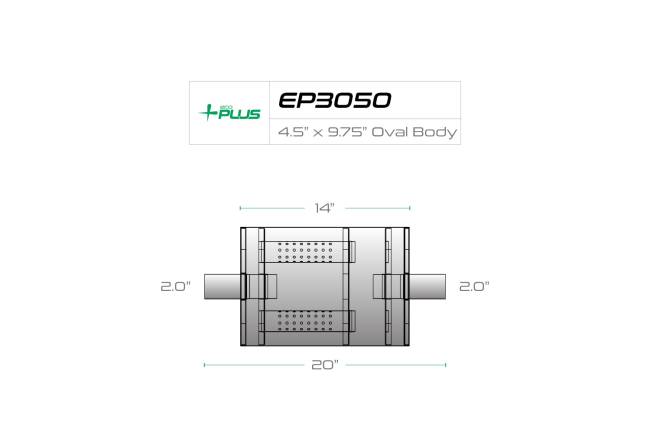 Eco Plus - Eco Plus - EP3050 4.5" x 9.75" Oval Body Muffler - 2" Center In / 2" Center Out - Image 2