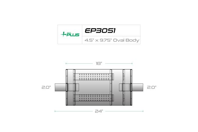 Eco Plus - Eco Plus - EP3051 4.5" x 9.75" Oval Body Muffler - 2" Center In / 2" Center Out - Image 2