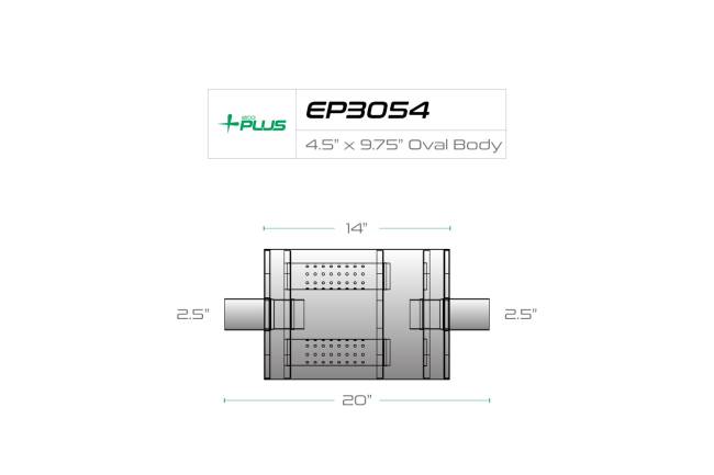 Eco Plus - Eco Plus - EP3054 4.5" x 9.75" Oval Body Muffler - 2.5" Center In / 2.5" Center Out - Image 2