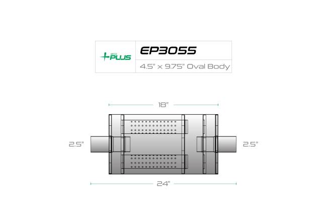 Eco Plus - Eco Plus - EP3055 4.5" x 9.75" Oval Body Muffler - 2.5" Center In / 2.5" Center Out - Image 2