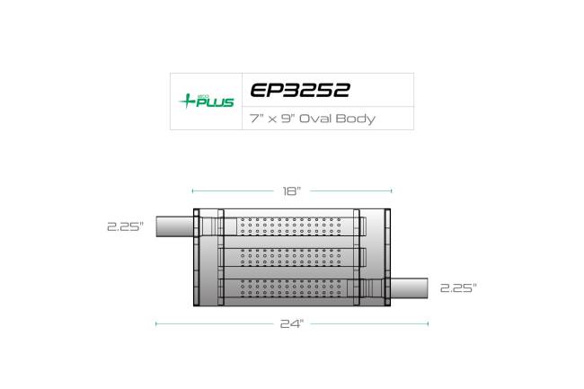 Eco Plus - Eco Plus - EP3252 7" x 9" Oval  Body Muffler - 2.25" Offset In / 2.25" Offset Out - Image 2