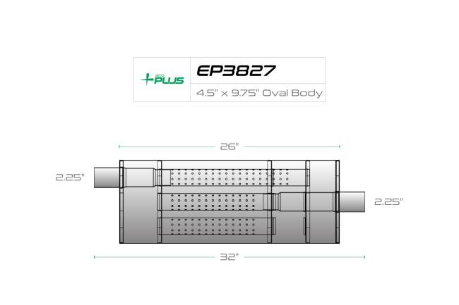 Eco Plus - Eco Plus - EP3827 4.5" x 9.75" Oval Body Muffler - 2.25" Offset In / 2.25" Center Out - Image 2