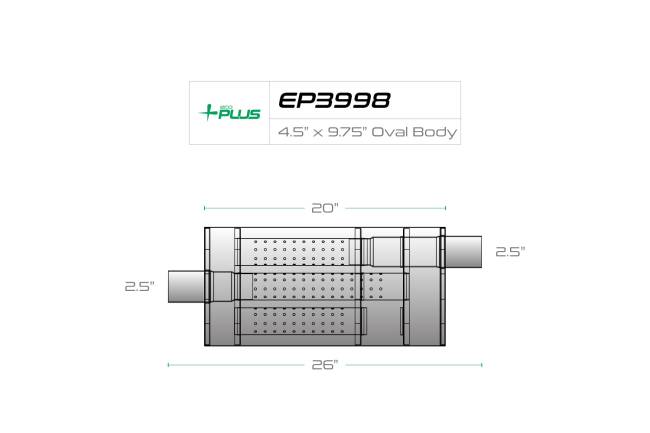 Eco Plus - Eco Plus - EP3998 4.5" x 9.75" Oval Body Muffler - 2.5" Center In / 2.5" Offset Out - Image 2