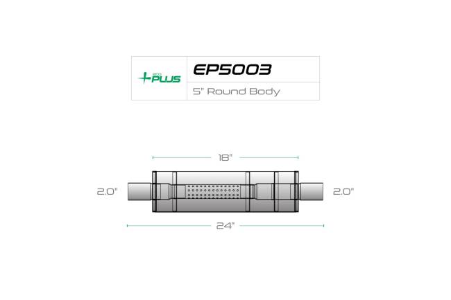 Eco Plus - Eco Plus - EP5003 4.87" Round Body Muffler - 2" Center In / 2" Center Out - Image 2