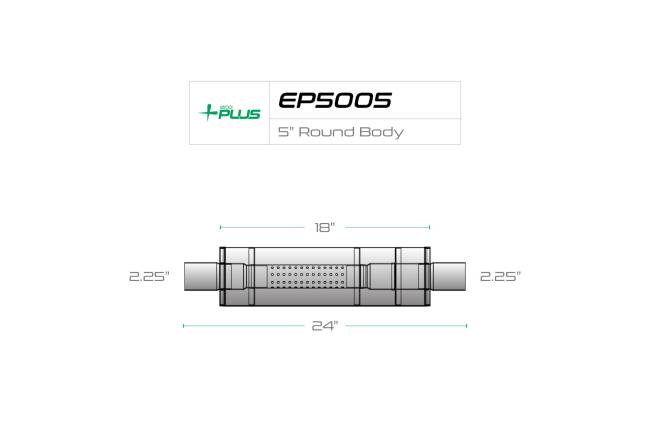 Eco Plus - Eco Plus - EP5005 4.87" Round Body Muffler - 2.25" Center In / 2.25" Center Out - Image 2