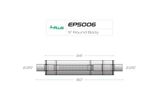 Eco Plus - Eco Plus - EP5006 4.87" Round Body Muffler - 2.25" Center In / 2.25" Center Out - Image 2