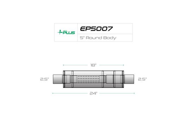 Eco Plus - Eco Plus - EP5007 4.87" Round Body Muffler - 2.5" Center In / 2.5" Center Out - Image 2