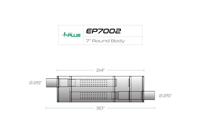 Eco Plus - Eco Plus - EP7002 7" Round Body Muffler - 2.25" Offset  In / 2.25" Offset  Out - Image 2