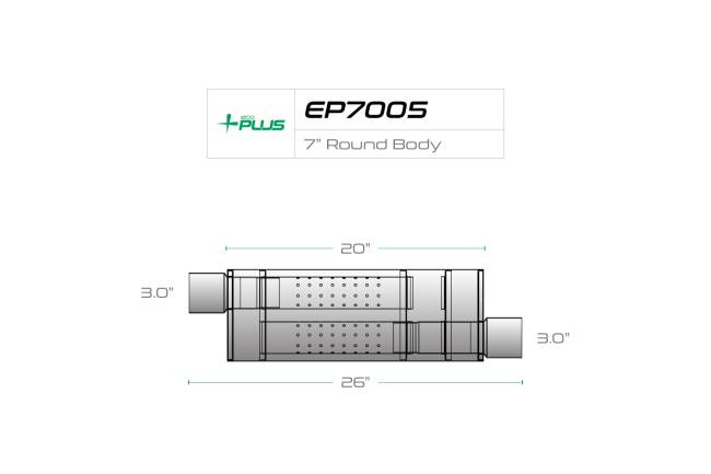Eco Plus - Eco Plus - EP7005 7" Round Body Muffler - 3" Offset  In / 3" Offset  Out - Image 2
