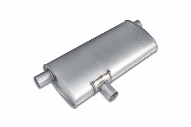 Eco Plus - Eco Plus - EP3095 5" x 11" Oval Body T-Style Muffler - 2.25" Side Body Inlet  In / 2.25" Dual (Opposite Caps) Out - Image 1