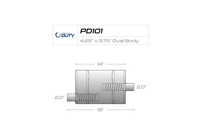 Premium Duty - Premium Duty - PD101 4.25" x 9.75" Oval Body Muffler - 2" Offset In 2" Center Out - Image 3