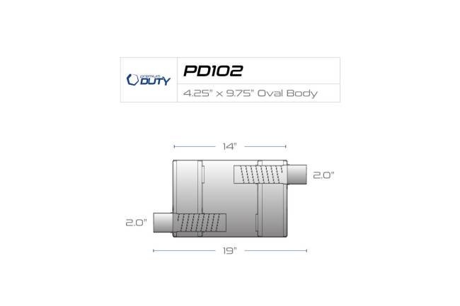 Premium Duty - Premium Duty - PD102 4.25" x 9.75" Oval Body Muffler - 2" Offset In 2" Offset Out - Image 3