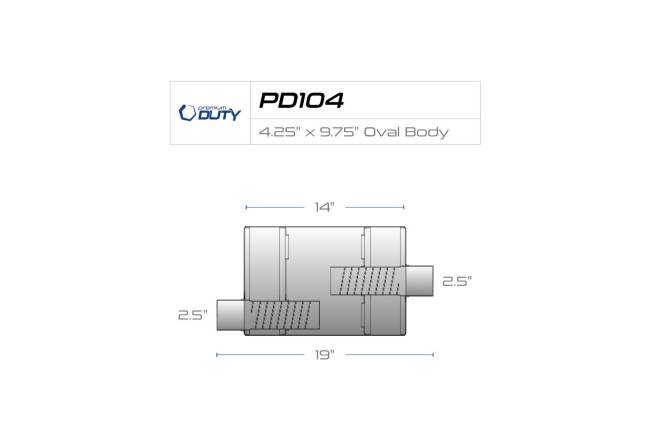 Premium Duty - Premium Duty - PD104 4.25" x 9.75" Oval Body Muffler - 2.5" Offset In 2.5" Center Out - Image 3
