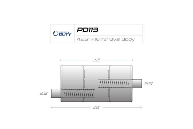 Premium Duty - Premium Duty - PD113 4.75" x 10.75" Oval Body Muffler - 2.5" Offset In 2.5" Center Out - Image 3