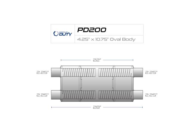 Premium Duty - Premium Duty - PD200 4.75"  x 10.75" Oval Body Muffler - 2.25" Dual  In 2.25" Dual Out - Image 3