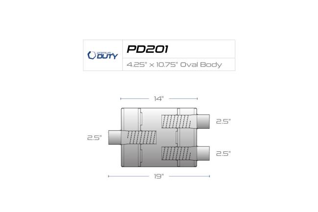 Premium Duty - Premium Duty - PD201 4.75" x 10.75" Oval Body Muffler - 2.5" Center  In 2.5" Dual Out - Image 3