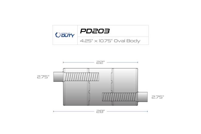 Premium Duty - Premium Duty - PD203 4.75" x 10.75" Oval Body Muffler - 2.75" Offset In 2.75" Offset Out - Image 3