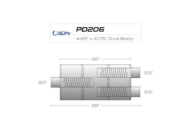 Premium Duty - Premium Duty - PD206 4.75" x 10.75" Oval Body Muffler - 3" Center  In 3" Dual Out - Image 3