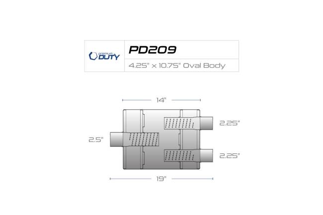 Premium Duty - Premium Duty - PD209 4.75" x 10.75" Oval Body Muffler - 2.5" Center  In 2.25" Dual Out - Image 3