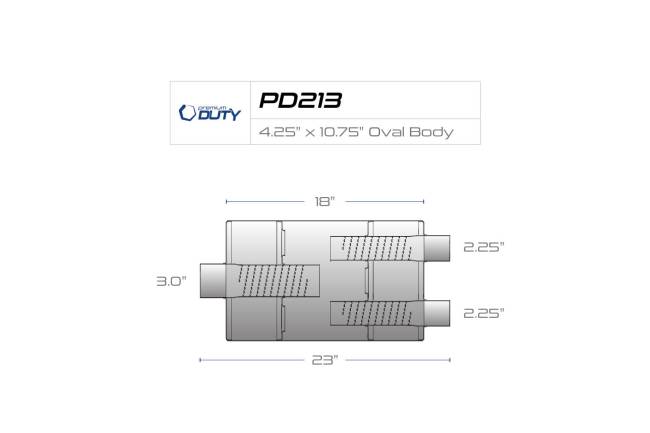 Premium Duty - Premium Duty - PD213 4.75" x 10.75" Oval Body Muffler - 3" Center  In 2.25" Dual Out - Image 3