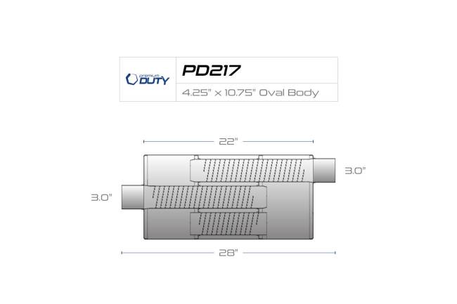 Premium Duty - Premium Duty - PD217 4.75" x 10.75" Oval Body Muffler - 3" Center In 3" Offset Out - Image 3