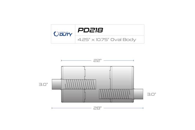 Premium Duty - Premium Duty - PD218 4.75" x 10.75" Oval Body Muffler - 3" Center In 3" Offset Out - Image 3