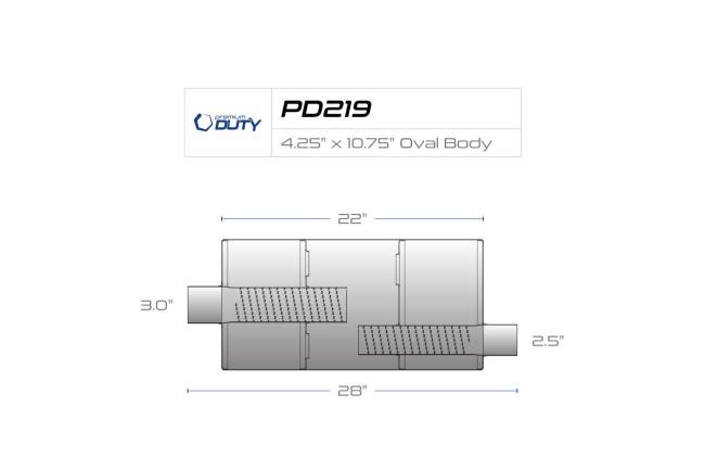 Premium Duty - Premium Duty - PD219 4.75" x 10.75" Oval Body Muffler - 3" Center In 2.5" Offset Out - Image 3
