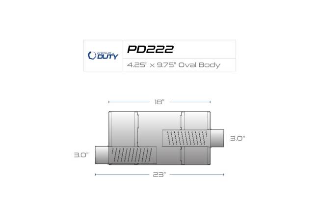 Premium Duty - Premium Duty - PD222 4.25" x 9.75" Oval Body Muffler - 3" Offset In 3" Center Out - Image 3