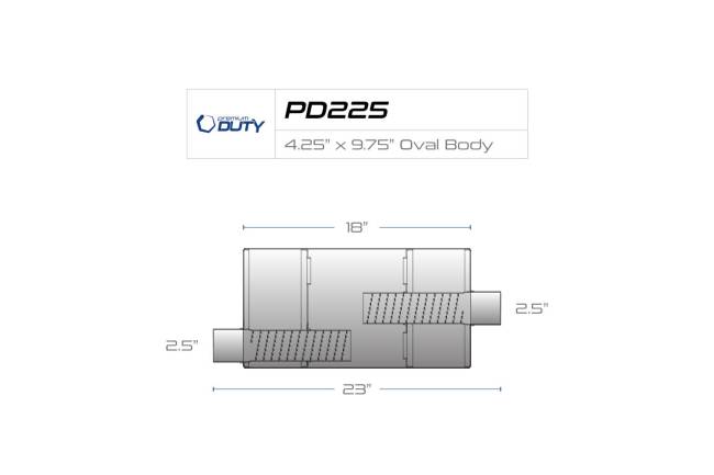 Premium Duty - Premium Duty - PD225 4.25" x 9.75" Oval Body Muffler - 2.5" Offset In 2.5" Center Out - Image 3