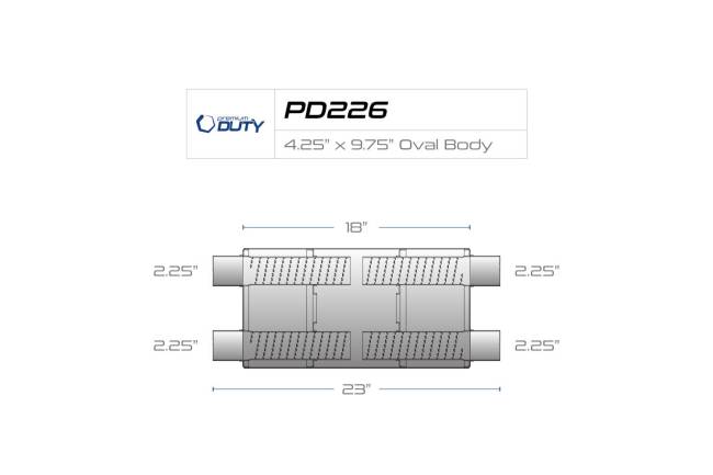 Premium Duty - Premium Duty - PD226 Transverse/Reversible 4.25" x 9.75" Oval Body Muffler - 2.25" Dual In 2.25" Dual Out - Image 3