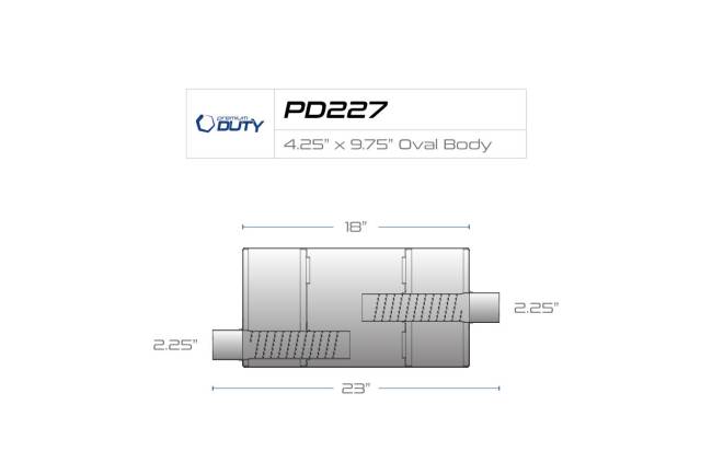 Premium Duty - Premium Duty - PD227 4.25" x 9.75" Oval Body Muffler - 2.25" Offset In 2.25" Center Out - Image 3