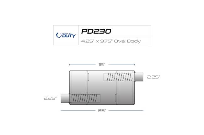Premium Duty - Premium Duty - PD230 4.25" x 9.75" Oval Body Muffler - 2.25" Offset In 2.25" Offset Out - Image 3