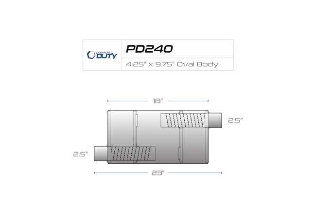 Premium Duty - Premium Duty - PD240 4.25" x 9.75" Oval Body Muffler - 2.5" Offset In 2.5" Offset Out - Image 3