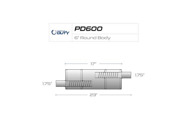 Premium Duty - Premium Duty - PD600 6" Round Body Muffler - 1.75" Offset  In 1.75" Offset Out - Image 3