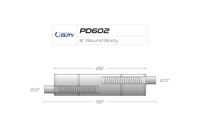 Premium Duty - Premium Duty - PD602 6" Round Body Muffler - 2" Offset  In 2" Offset Out - Image 3