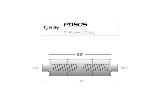 Premium Duty - Premium Duty - PD605 6" Round Body Muffler - 2.5" Center  In 2.5" Center Out - Image 3