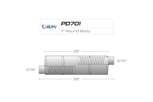 Premium Duty - Premium Duty - PD701 7" Round Body Muffler - 2.75" Offset In 2.75" Offset Out - Image 3