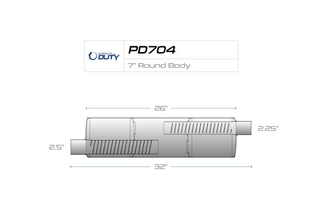 Premium Duty - Premium Duty - PD704 7" Round Body Muffler - 2.5" Offset In 2.25" Offset Out - Image 3