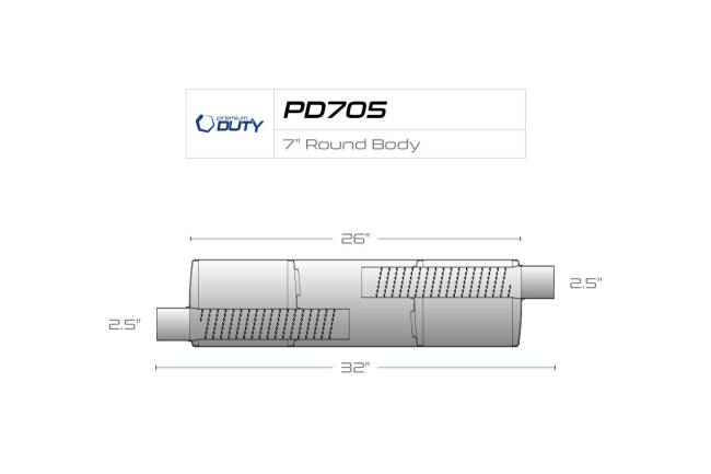 Premium Duty - Premium Duty - PD705 7" Round Body Muffler - 2.5" Offset In 2.5" Offset Out - Image 3