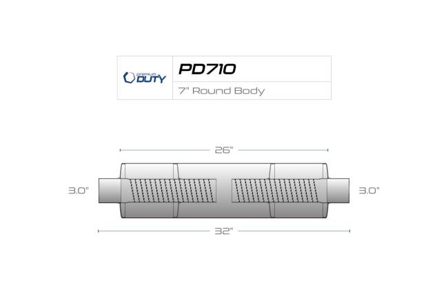 Premium Duty - Premium Duty - PD710 7" Round Body Muffler - 3" Center In 3" Center Out - Image 3