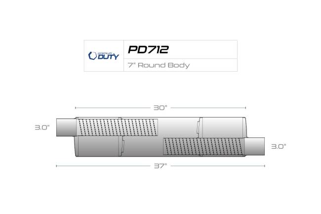 Premium Duty - Premium Duty - PD712 7" Round Body Muffler - 3" Offset In 3" Offset Out - Image 3