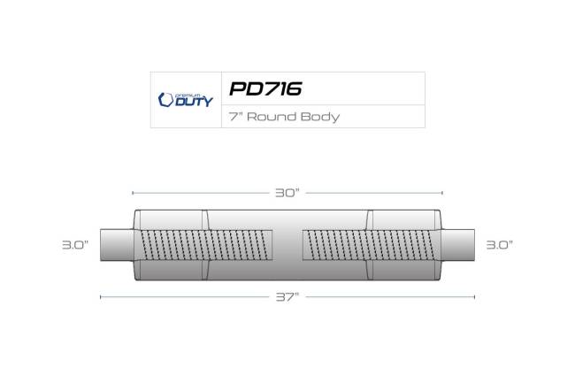 Premium Duty - Premium Duty - PD716 7" Round Body Muffler - 3" Center In 3" Center Out - Image 3