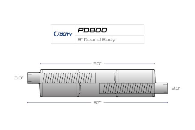 Premium Duty - Premium Duty - PD800 8" Round Body Muffler - 3" Offset In 3" Offset Out - Image 3