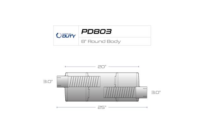 Premium Duty - Premium Duty - PD803 8" Round Body Muffler - 3" Offset In 3" Offset Out - Image 3
