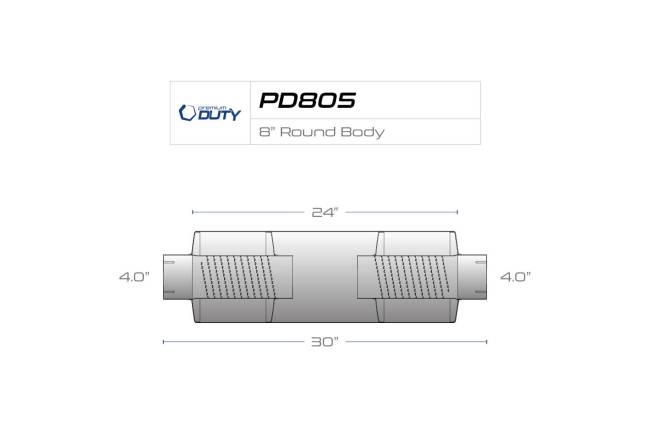 Premium Duty - Premium Duty - PD805 8" Round Body Muffler - 4" Center In 4" Center Out - Image 3
