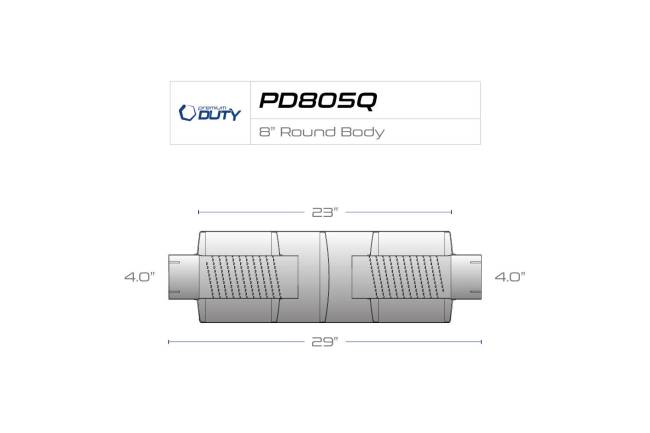Premium Duty - Premium Duty - PD805Q 8" Round Body Muffler - 4" Center In 4" Center Out - Image 3